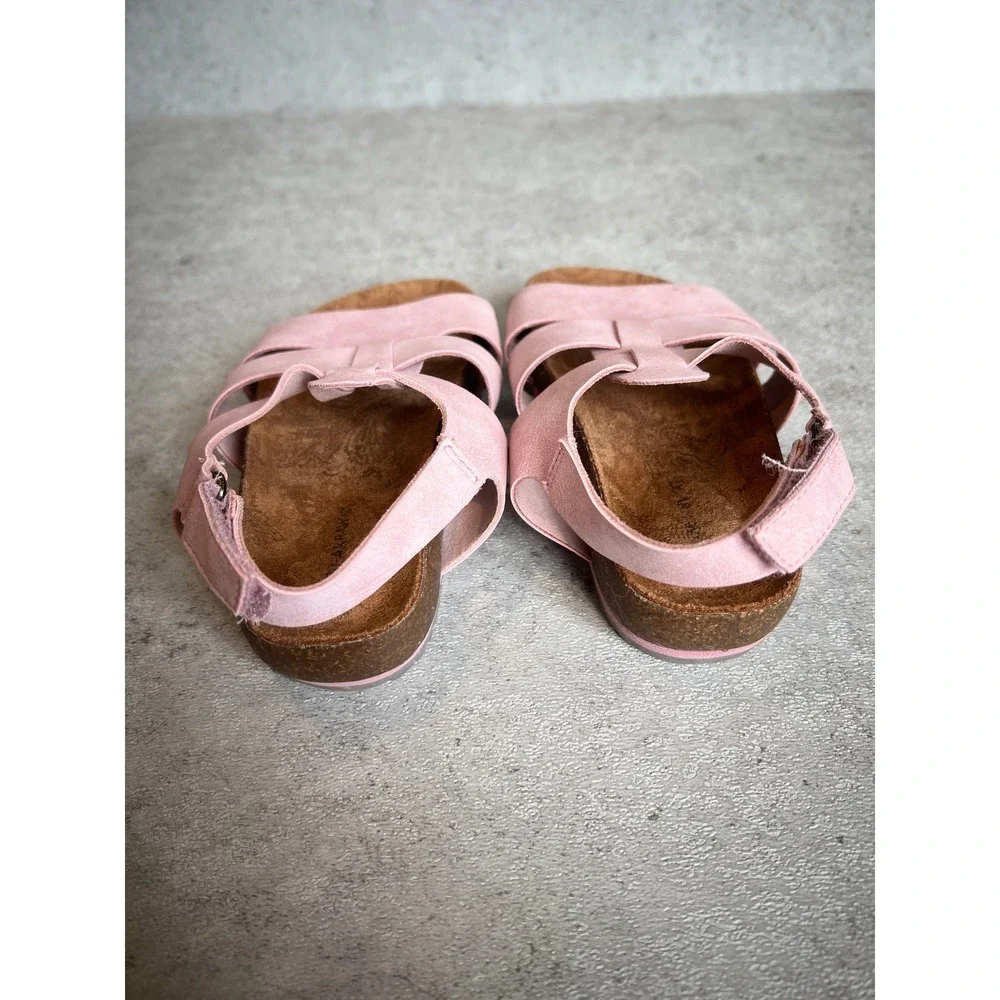Bearpaw Zaidee Sandals Toddler Girl Size 8 Pink Strappy Faux Suede Cork Summer‎